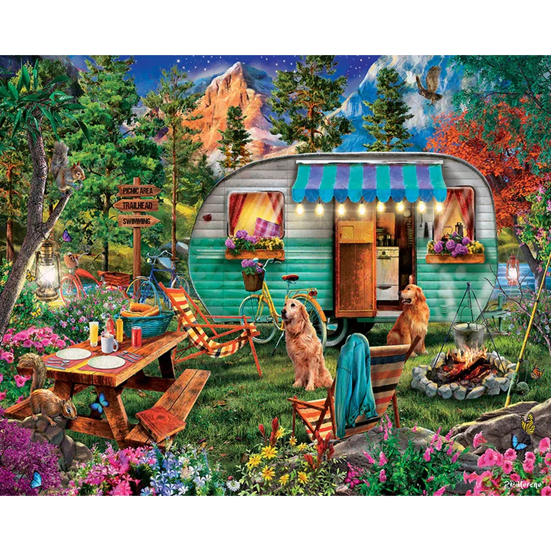 Environmentally Friendly White Mountain Camper Puzzle 1000 Pc Relaxed