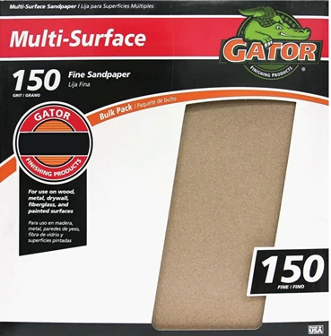 Original Gator 9 x 11 Multi-Surface 150-Grit Fine Sandpaper Single Sheet User-Friendly