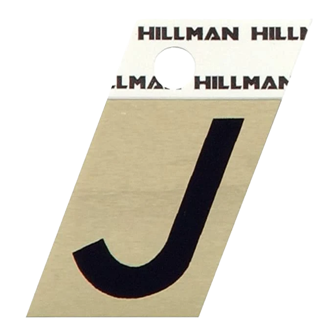 Excellent Hillman 1-1 2 in . Black Gold Aluminum Angle Cut Sticker Letter J Sophisticated