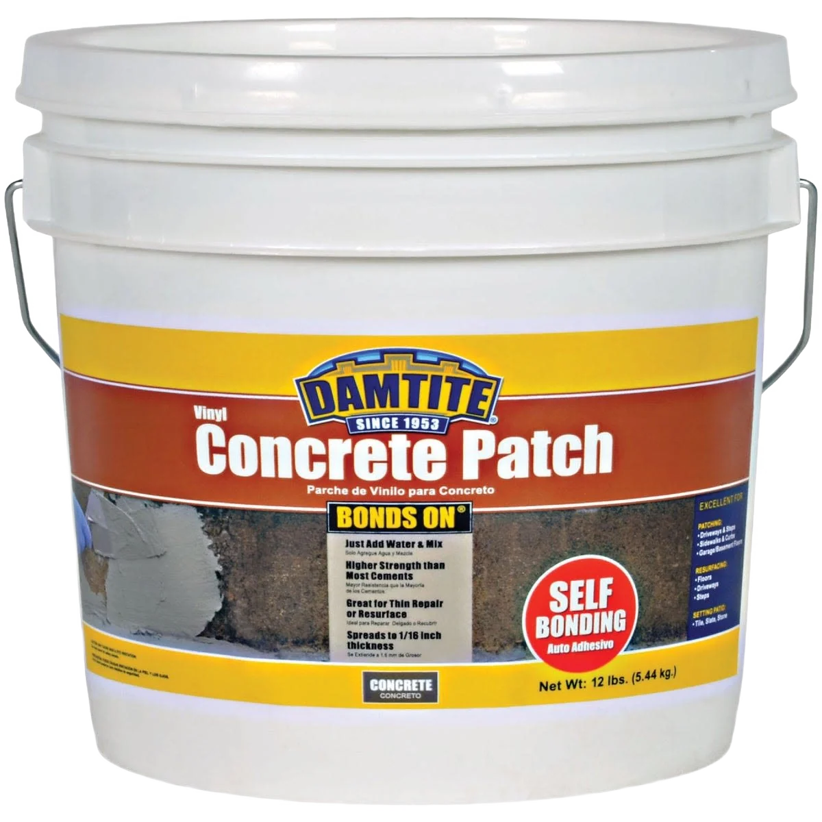 Lightweight Damtite Gray Ready-To-Use Vinyl Concrete Patch 12 lb. Smooth