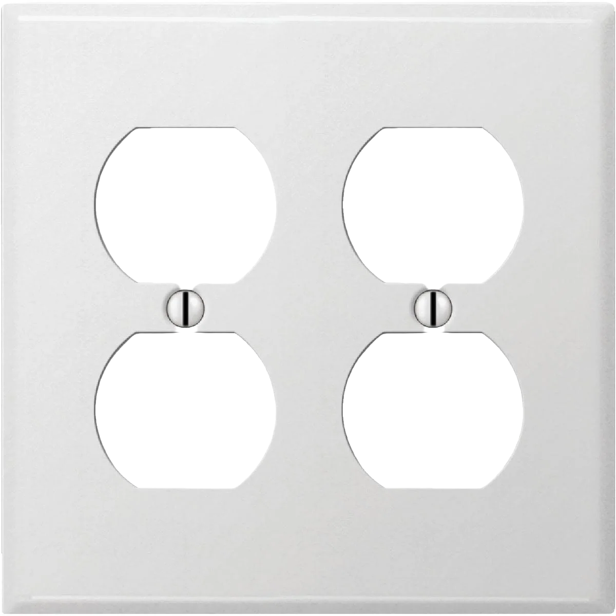 Amerelle Pro Stamped Steel 2-Gang Outlet Wall Plate Smooth White Premium