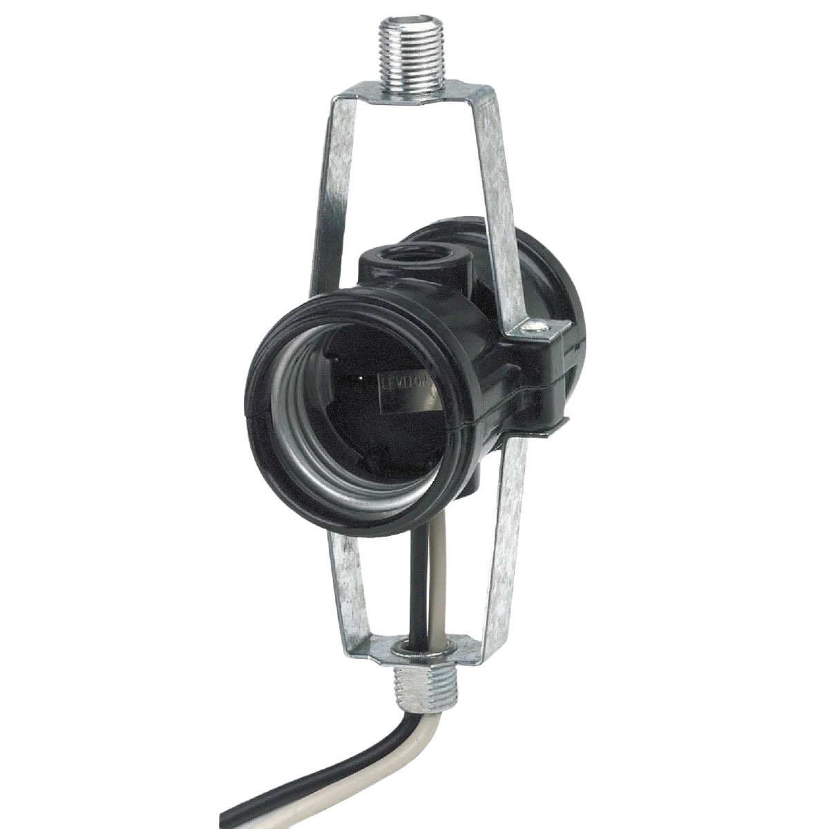 Long-Lasting Leviton Black Keyless Medium Base 2-Light Lamp Socket Excellent