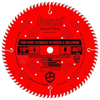 Quality Freud HI ATB Thin Kerf Plywood Melamine Blade 10 in. x 80 Teeth Organic