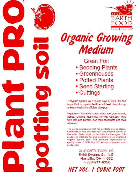 Premium Material Ohio Earth Food Plant Pro Potting Soil Reusable
