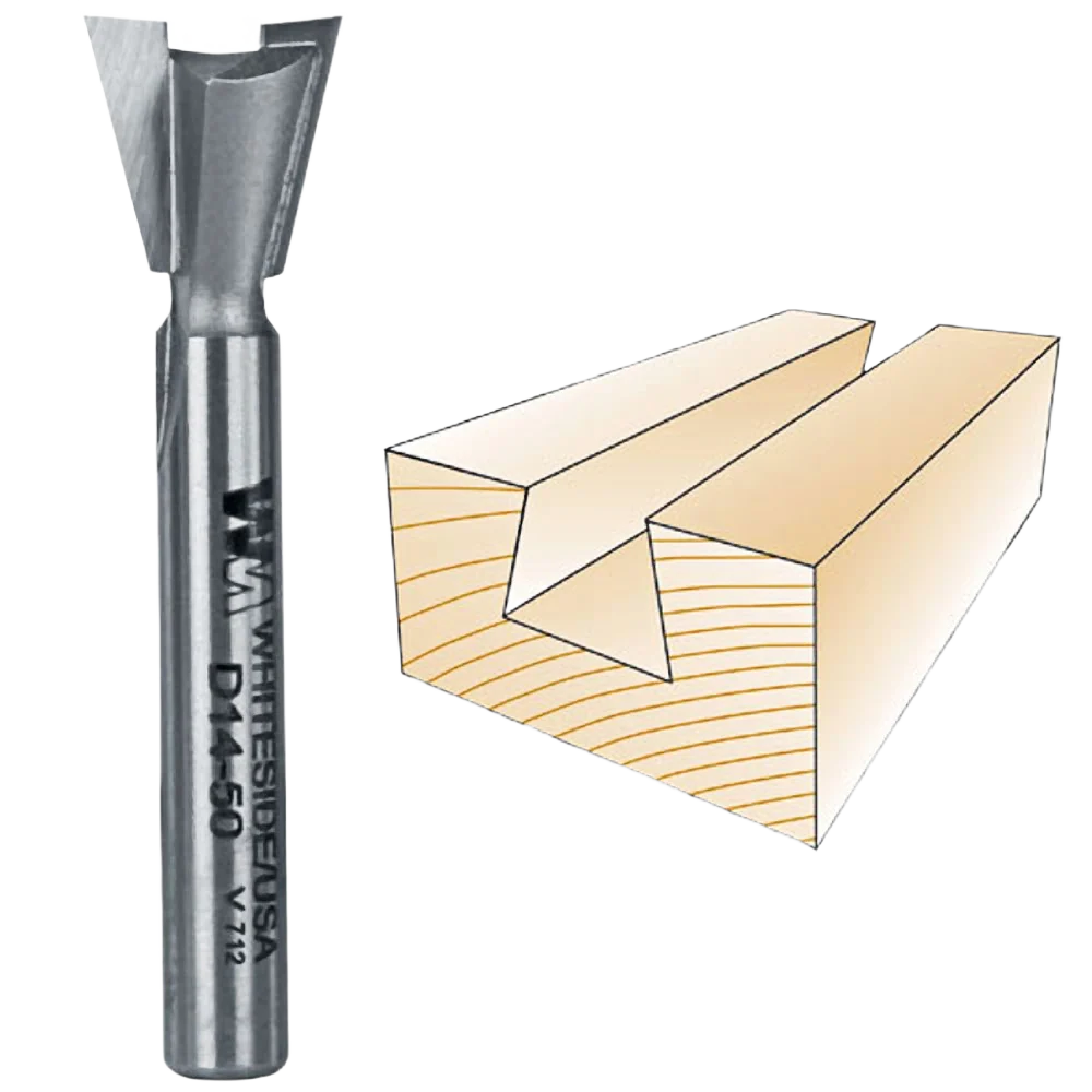 Lightweight Whiteside Dovetail Bit 1 4 in. SH x 1 2 in. LD x 14 deg. Specialty