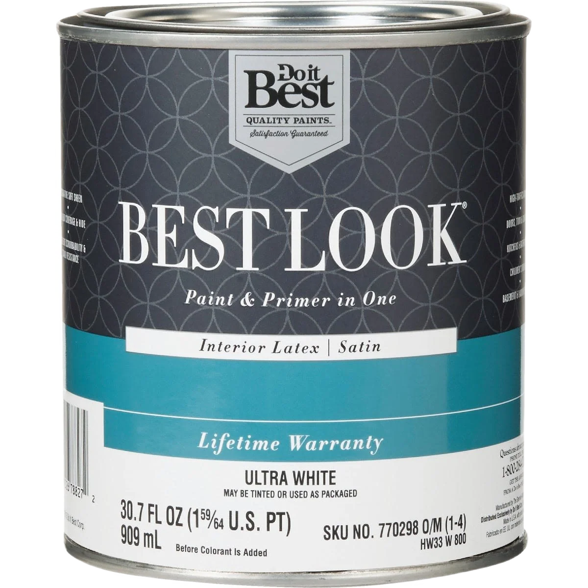 Superior Look Ultra White Interior Latex Satin Paint Primer In One 1 Quart Smooth