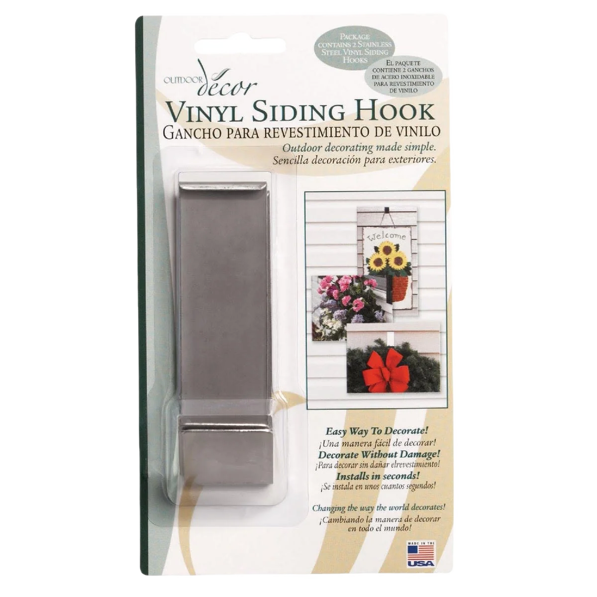Genuine Outdoor Decor Lip-Hook Vinyl Siding Hook 2-Pack Durable