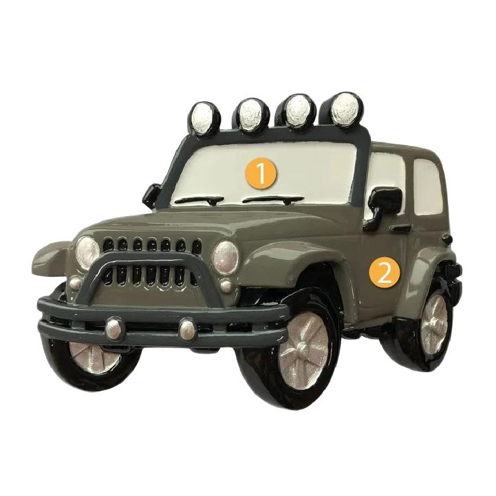 Modern PolarX Personalized Grey Jeep Ornament Contemporary