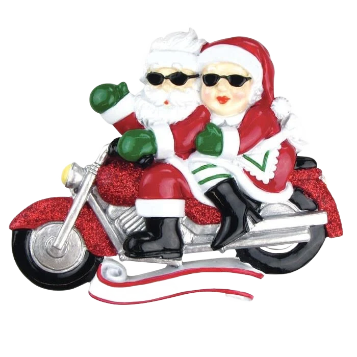 Detailed PolarX Personalized Motorcycle Mr. And Mrs. Clause Ornament Eco-Friendly