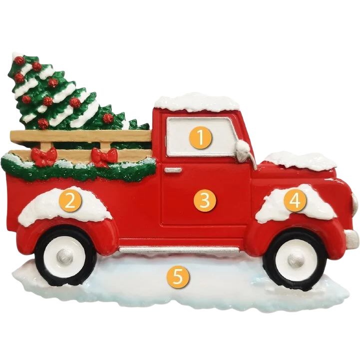 Enhanced PolarX Personalized Red Truck with Christmas Tree Ornament Dependable