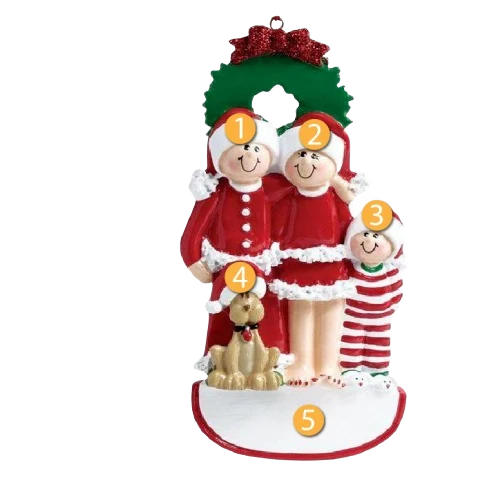 First-Class Rudolph Me Personalized Christmas Family of 3 with Dog Ornament Expertly Made
