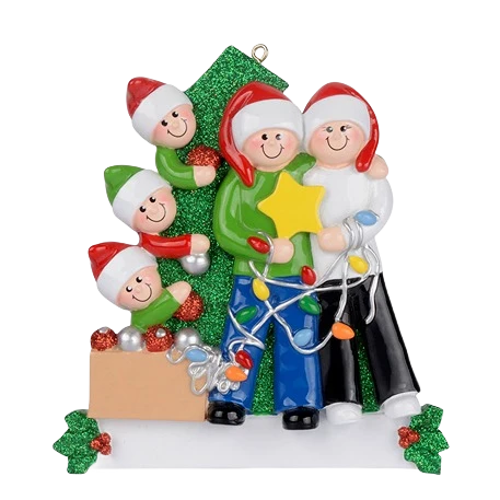Certified Rudolph Me Personalized Family of Five Decorating Ornament Safe