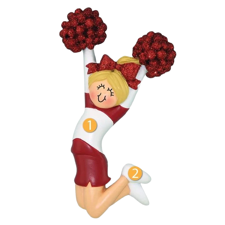 Breathable Ornament Central Personalized Blonde Female Cheerleader In Red Ornament Top-Quality
