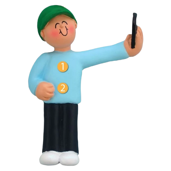 Minimalist Ornament Central Personalized Male Selfie Christmas Ornament Refined