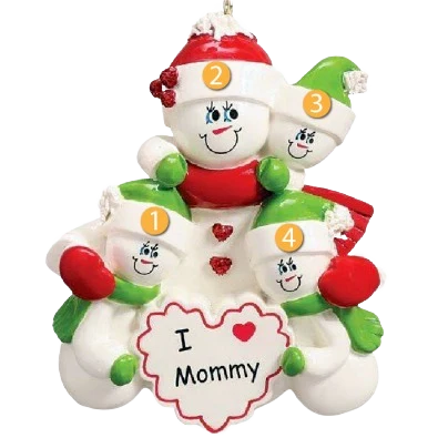 Advanced Rudolph Me Personalized I Love Mommy with 3 Kids Ornament Prestigious