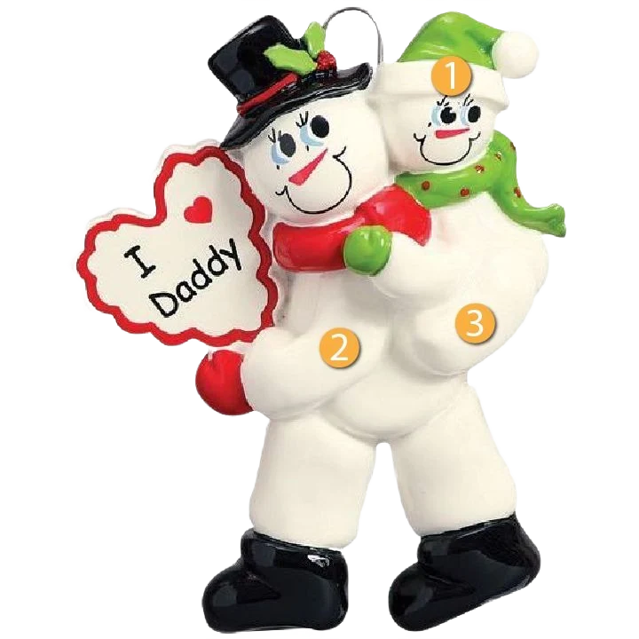 Outstanding Rudolph Me Personalized I Love Daddy with 1 Child Snowman Ornament Minimalist