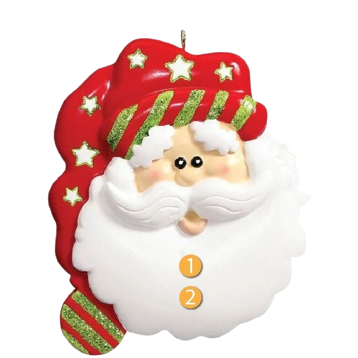 Fine Crafted Rudolph Me Personalized Santa Face with Stars Ornament Stylish