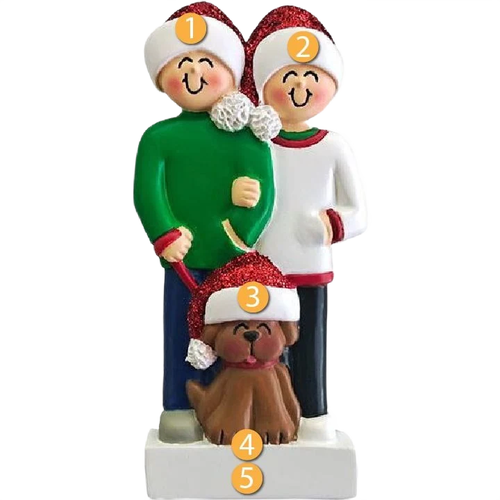Advanced Ornament Central Personalized Couple with Brown Dog Ornament Sophisticated