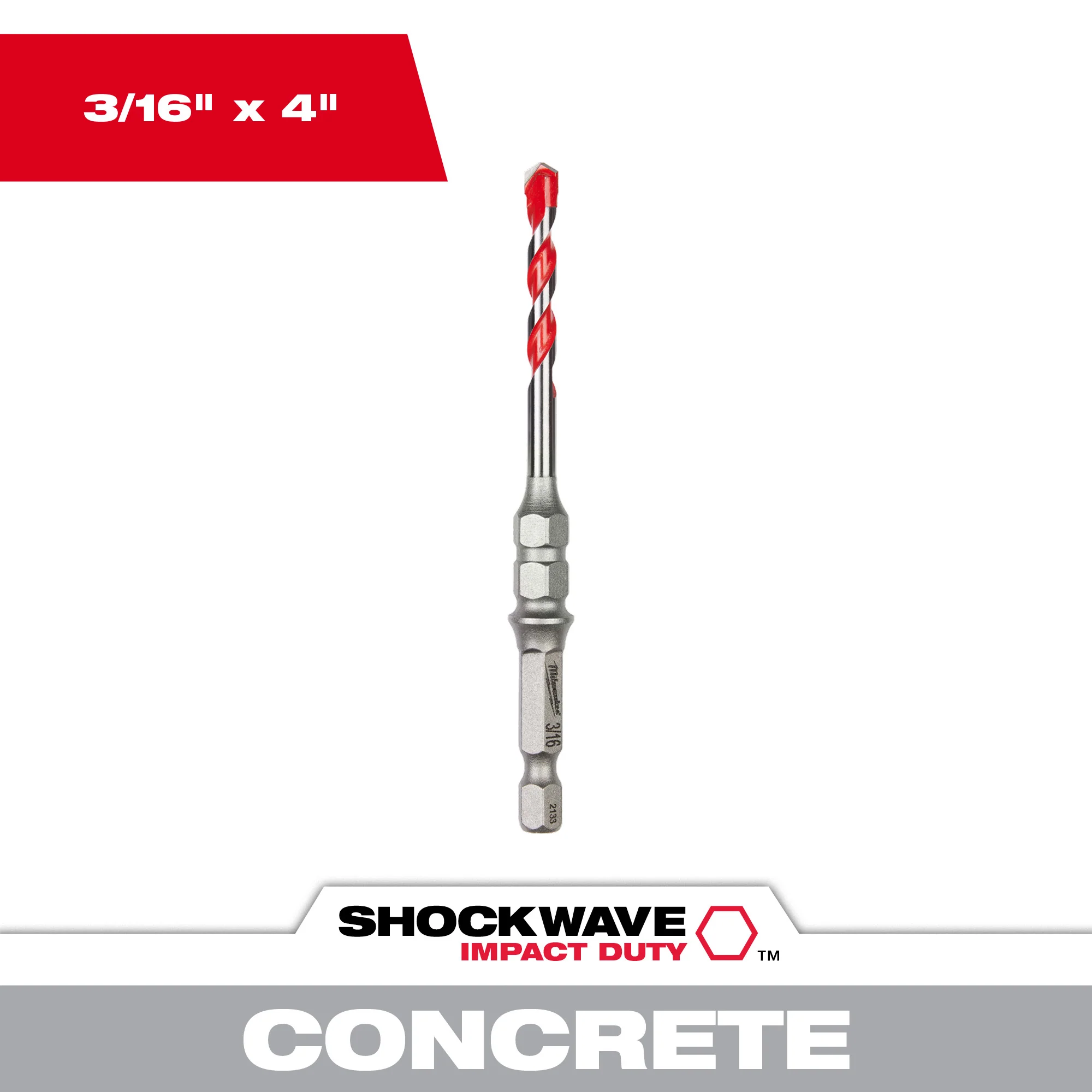 Traditional Milwaukee 3 16 Carbide Hammer Drill Bit W Hex Collar Solid