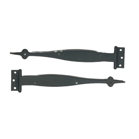 Advanced Acorn Smooth Black Spear Cabinet Strap Hinge with 3 8 in. Offset Pair Carefully Designed