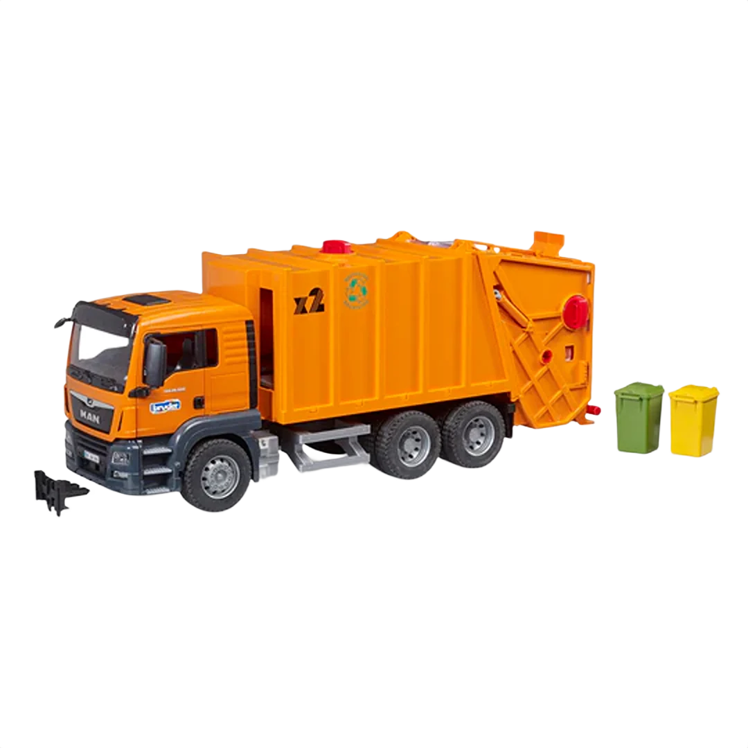Functional Bruder MAN TGS Garbage Truck Orange Effective