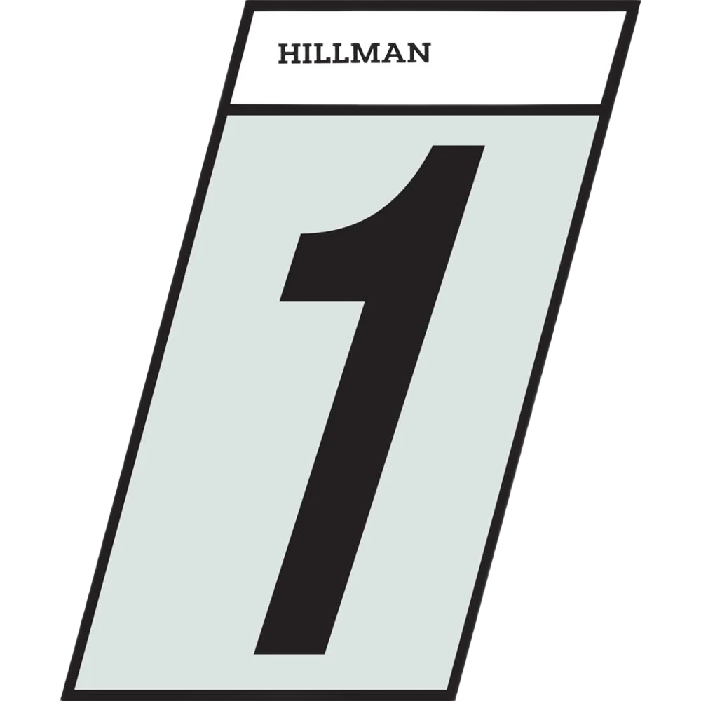 Efficient Hillman 1-1 2-In. Adhesive Black Silver Angle-Cut House Number 1 First-Class