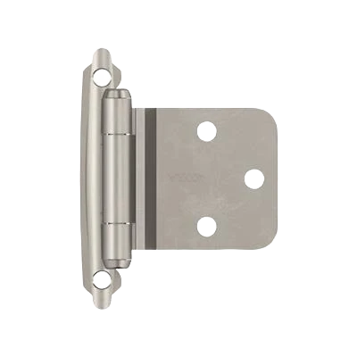 Contemporary Amerock Varying Overlay Self-Closing Face Mount Reverse Bevel Satin Nickel Cabinet Hinge Original