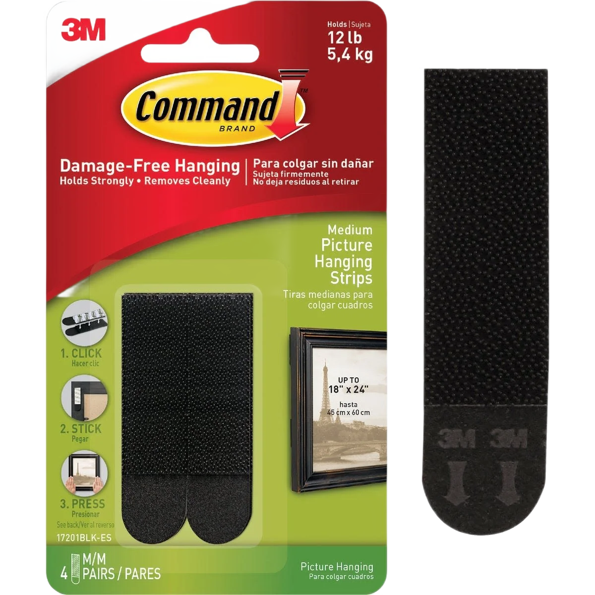 Natural 3M Command Medium Black Interlocking Picture Hanger 4-Pack Powerful