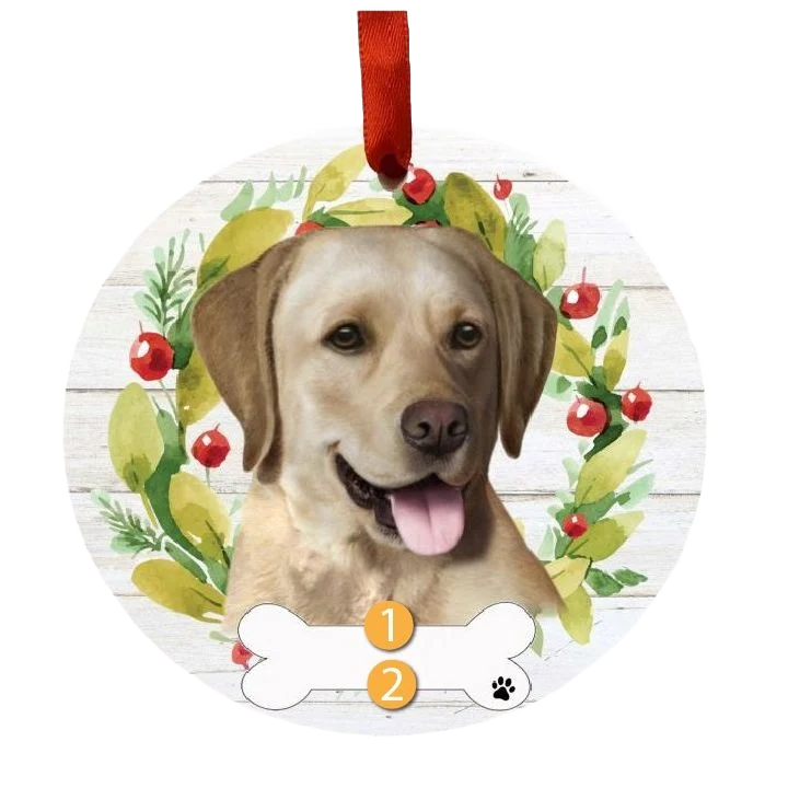 Comfortable E S Pets Personalized Yellow Labrador Face Wreath Ornament Professional