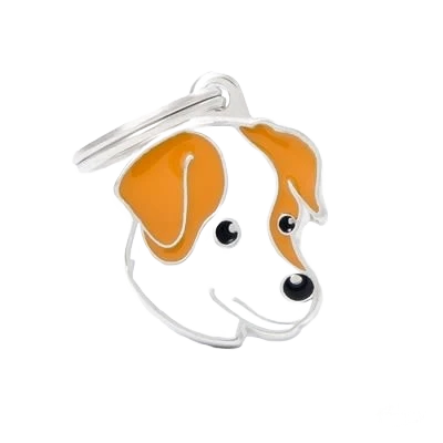 Crafted MyFamily White Brown Jack Russell ID Tag Long-Lasting