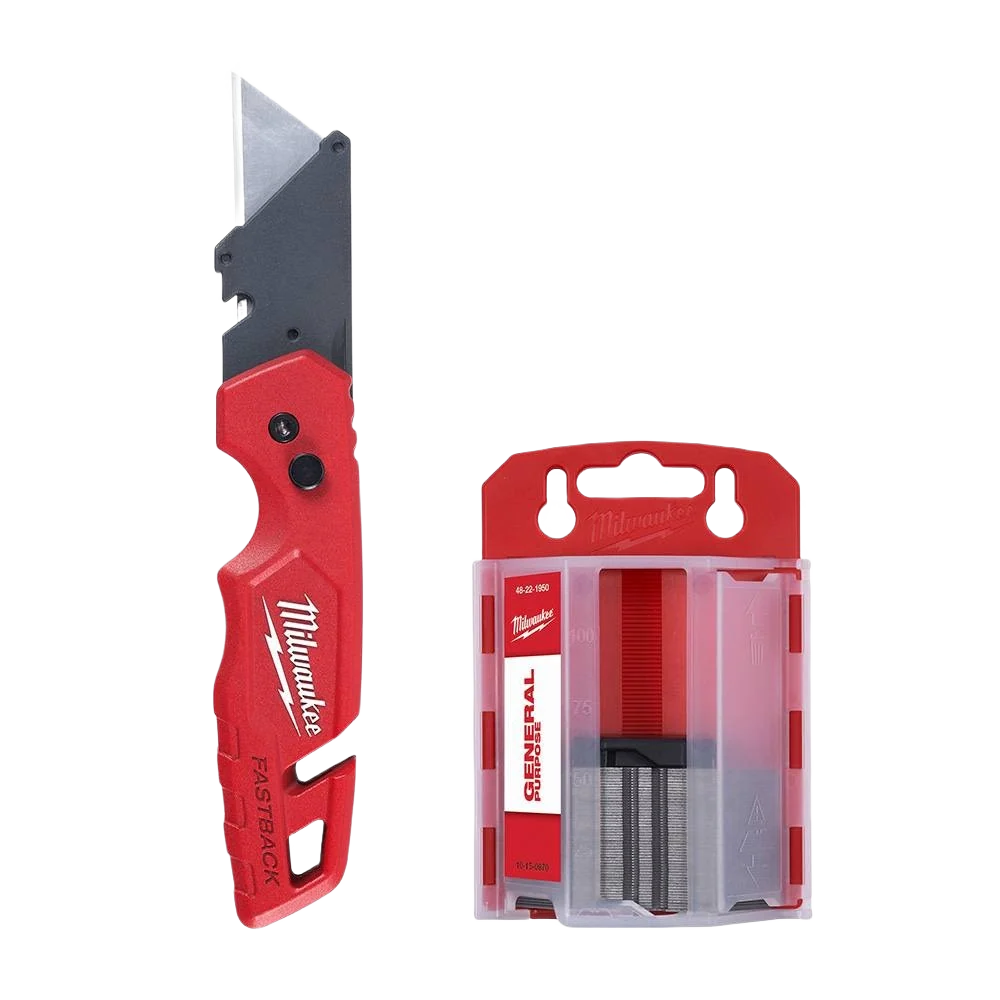 Reliable Milwaukee FASTBACK™ Folding Utility Knife 50-PC Blades Set Reusable