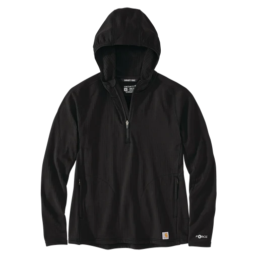 Stylish Carhartt Women's 3XL Black Force Relaxed Fit Half-Zip Hooded T-Shirt Premium