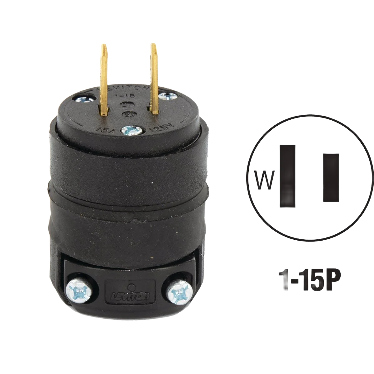 Safe Leviton 15 Amp 125V 2-Wire 2-Pole Black Rough Use Cord Plug Smart