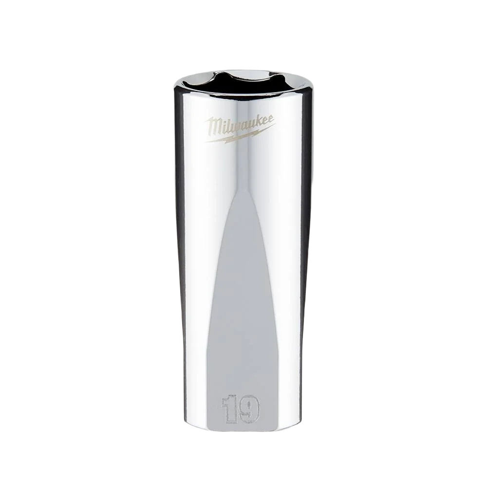 Environmentally Friendly Milwaukee 3 8 Drive 19-mm 6-Point Deep Socket w FOUR FLAT™ Sides High-Performance