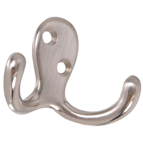 Top-Quality Hillman Double Clothes Hook- Satin Nickel User-Friendly