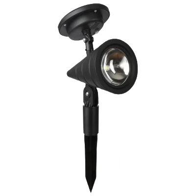 Traditional Fusion Black Plastic Cone Shape Solar Spotlights 2-Pk High-Quality