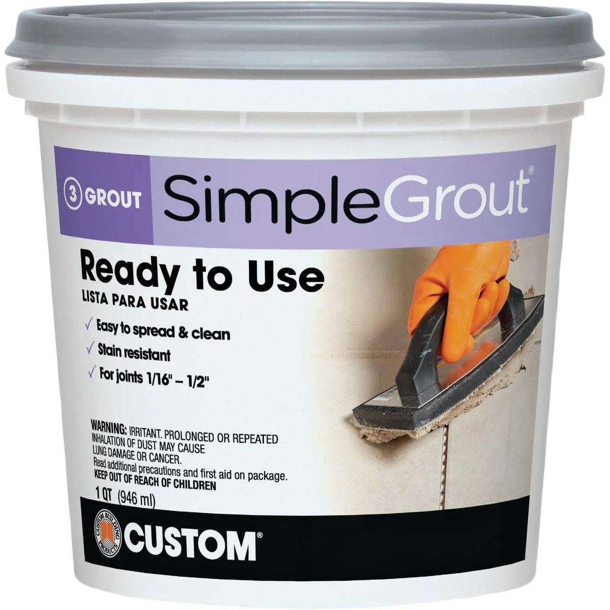 Genuine Custom Building Products Bright White Simplegrout Tile Grout 1 qt. Detailed