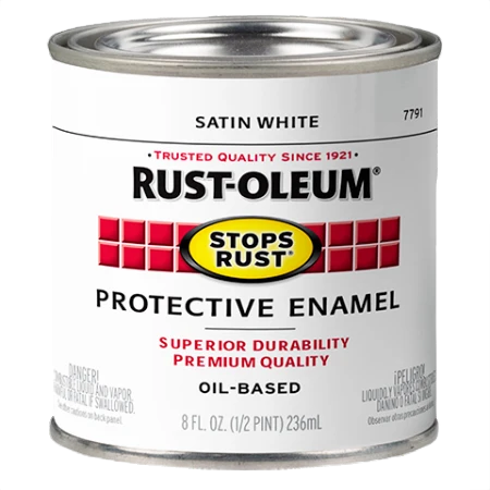 Modern Rust-Oleum Stops Rust Satin White Protective Enamel Brush-On Paint 1 2 Pint Smooth