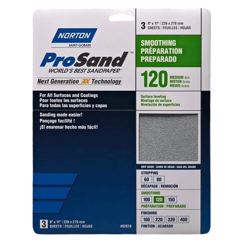Relaxed Norton 120-Grit Prosand Sanding Paper 3-Pack Clean