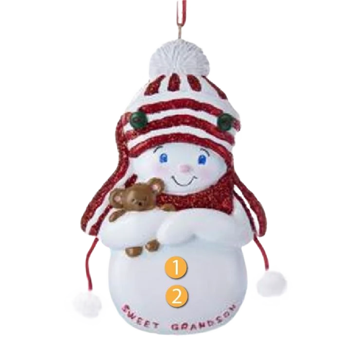Stylish Kurt S. Adler Personalized Sweet Grandson SnowBoy Ornament High-Grade