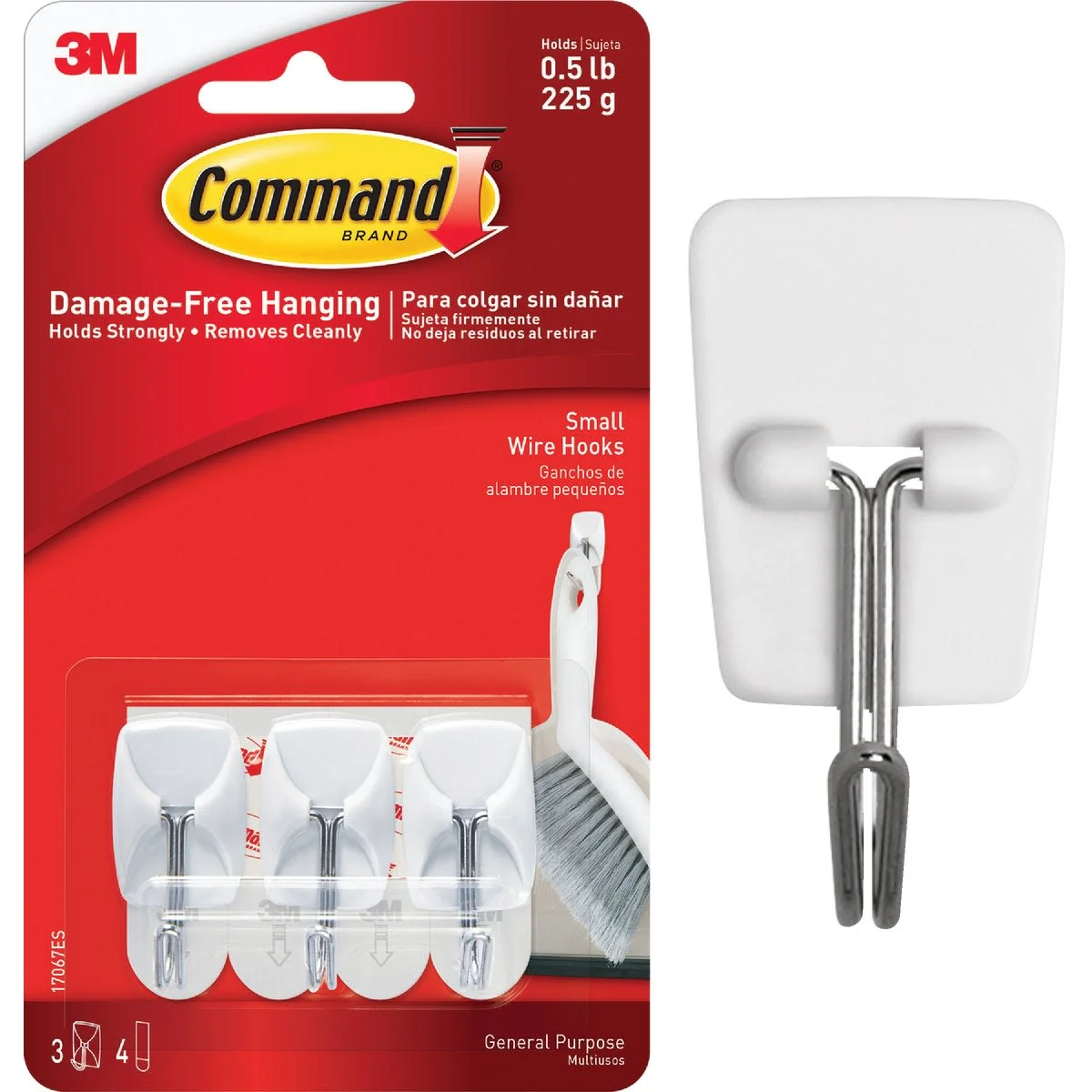 Exceptional 3M Command .5 lb Capacity Wire Adhesive Hook 3-Pack Responsible