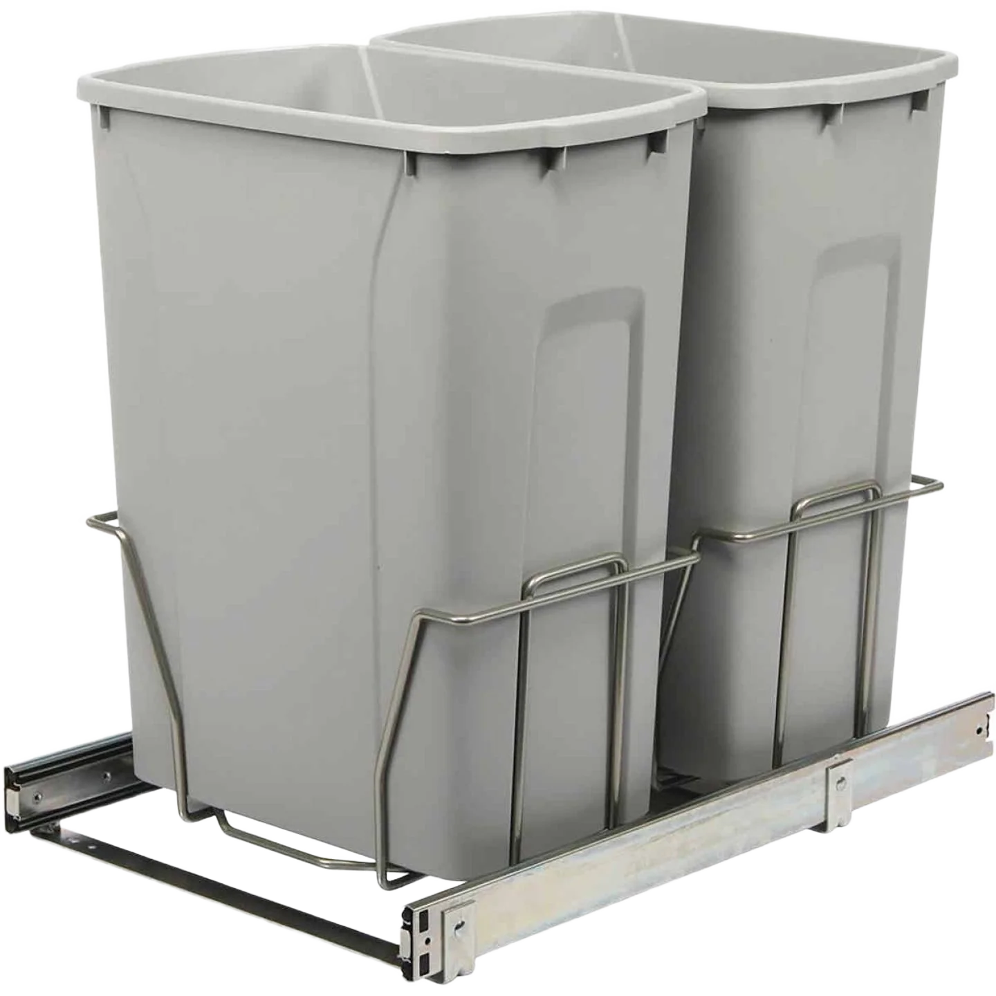 Optimized Solutions 29-Quart In-Cabinet Double Pull Out Bottom Mount Trash Can Original Design