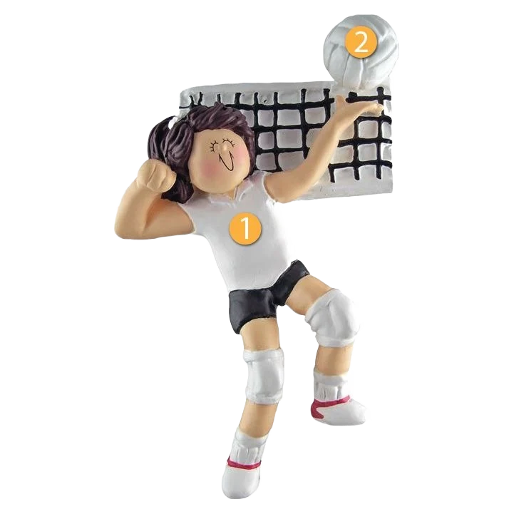 Pure Ornament Central Personalized Brunette Female Volleyball Player Ornament Natural