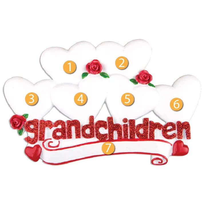 Flexible PolarX Personalized Grandchildren with Six Hearts Ornament Outstanding