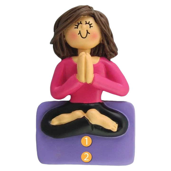 Long-Lasting Ornament Central Personalized Brunette Female Doing Yoga Ornament Classic