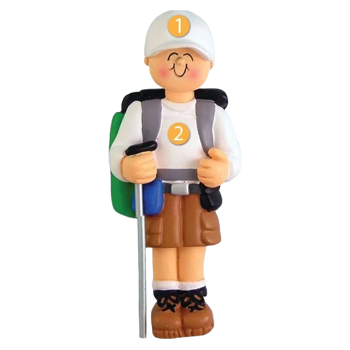 Recyclable Ornament Central Personalized Male Hiker Ornament Unique