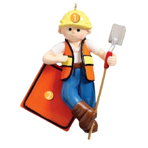 High-Grade Rudolph Me Personalized Construction Guy Ornament High-End