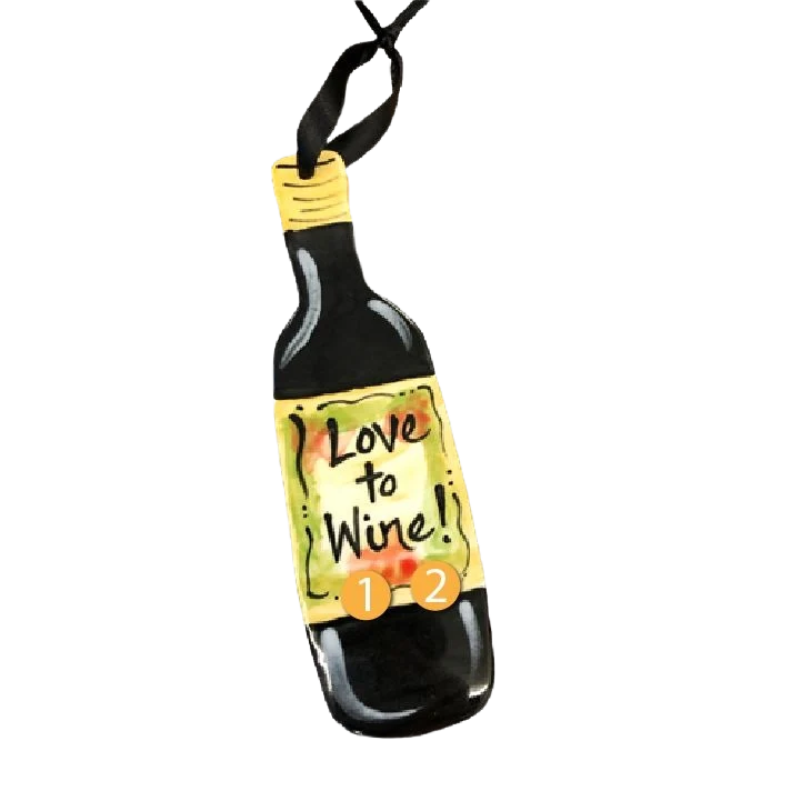 Certified Nola Watkins Collection Personalized Love to Wine Ornament Fine Crafted