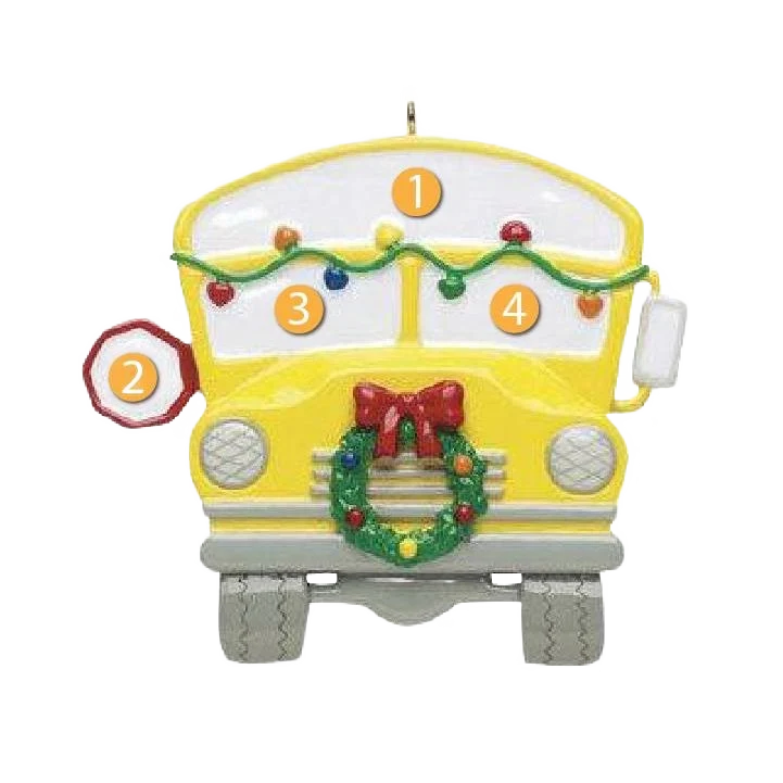 Natural Rudolph Me Personalized School Bus Ornament Modern