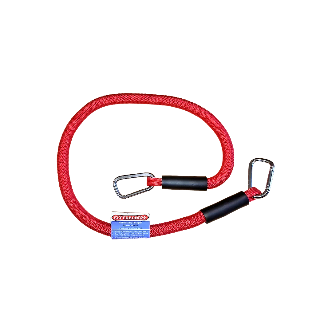 Eco-Friendly SuperBungee Red 48 in. Marnine Cord with 2 Stainless Steel Carabiner Hooks Minimalist